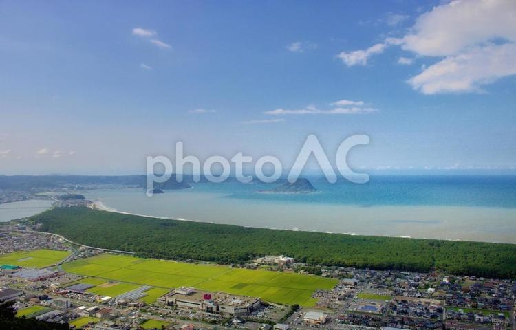 天空から眺めたような景色　鏡山展望台 鏡山展望台,ひれふり展望台,鏡山の写真素材