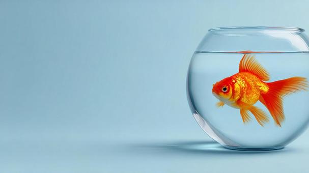 金魚鉢の中で優雅に泳ぐ一匹の金魚 金魚鉢の中で優雅に泳ぐ一匹の金魚の写真