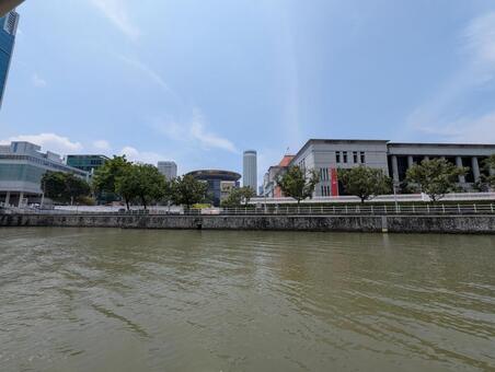 シンガポールの町並み シンガポール川,町並み,川の写真素材