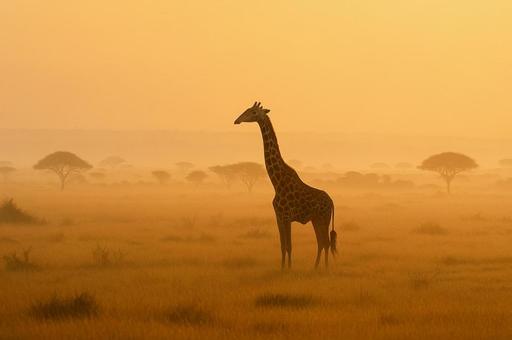サバンナに立つキリン サバンナに立つキリンの写真
