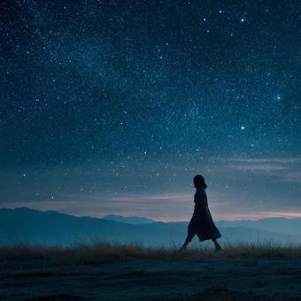 星空と美女 星空と美女の写真