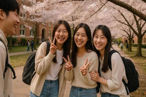 桜咲く春の学生交流 桜咲く春の学生交流の写真