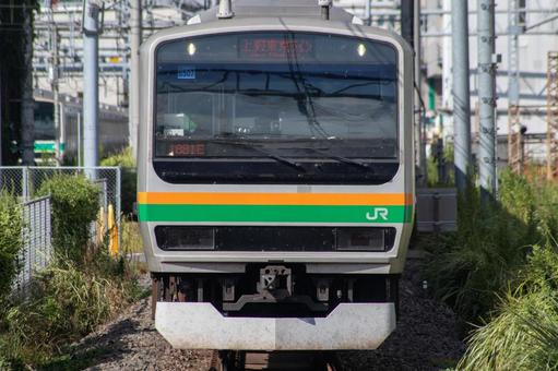 東海道本線の通勤電車 東海道本線の通勤電車 通勤電車,東京,レールの写真素材