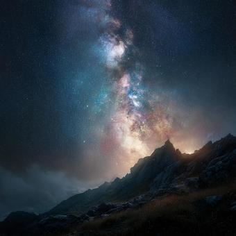 宇宙を旅しているかのような天の川の眺め 宇宙を旅しているかのような天の川の眺めの写真