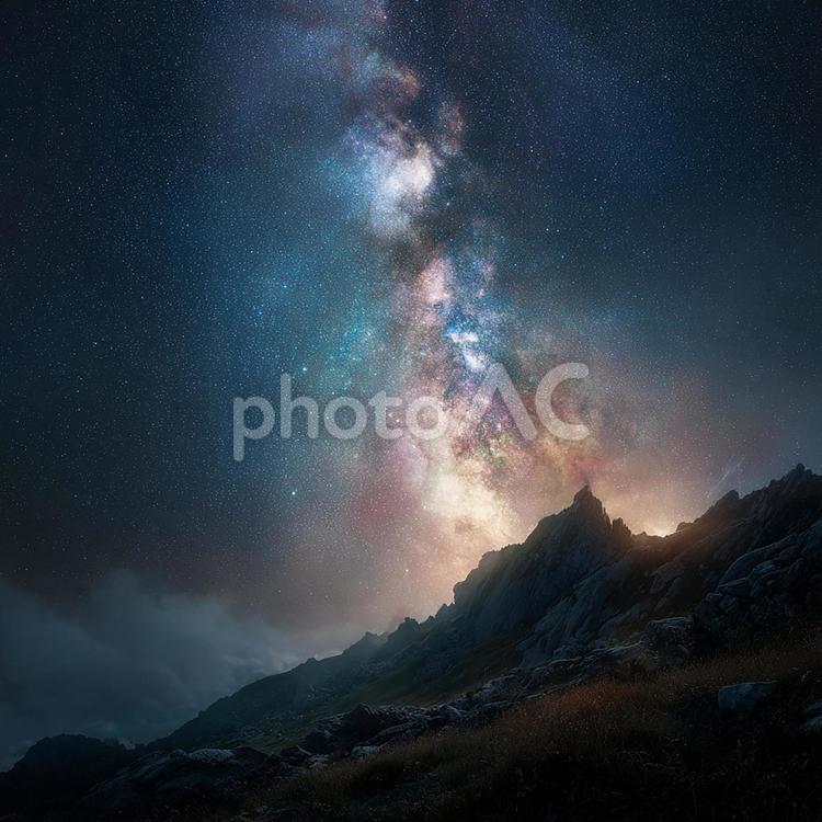宇宙を旅しているかのような天の川の眺め 天の川,銀河,星空の写真素材