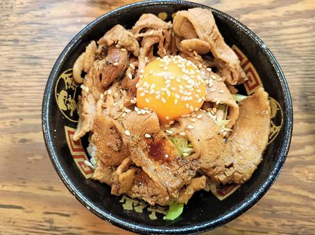 卵が乗った豚丼 豚丼,焼豚,焼豚丼の写真素材