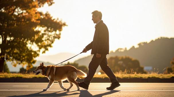 犬の散歩 男性3 犬の散歩 男性3の写真