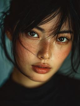 そばかすのあるアジア人女性 そばかすのあるアジア人女性の写真