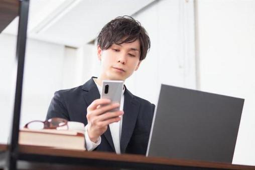 Image of a businessman operating a personal computer, kinh doanh, người, nhà kinh doanh, JPG