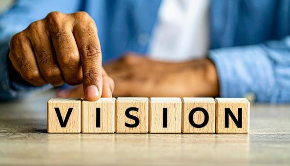 ビジョン(VISION)の文字の積み木 ビジョン(VISION)の文字の積み木の写真