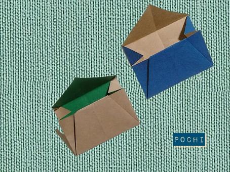 くすみカラーの折り紙ポチ袋の写真