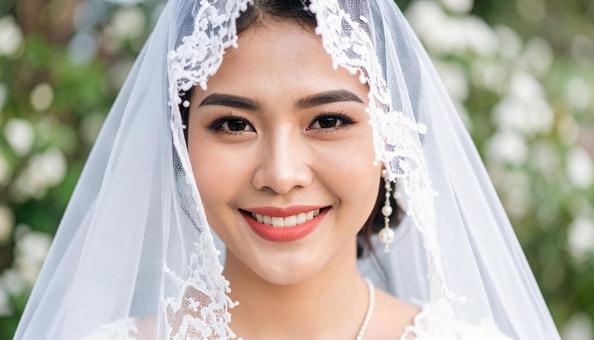 ベールをまとう花嫁の写真