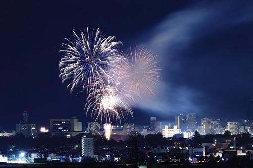 山形大花火大会 スターマイン,風物詩,風景の写真素材