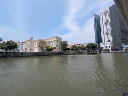 シンガポールの町並み シンガポール川,町並み,川の写真素材