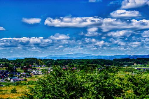 山の遠望 山,空,雲の写真素材