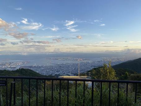 夕方の展望台 展望,展望台,夕方の写真素材