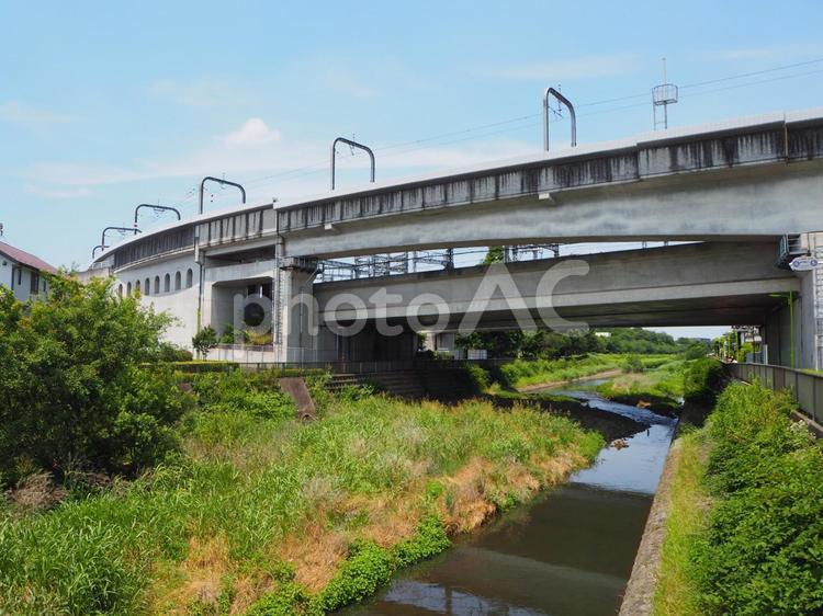 世田谷の街並み（東京都・世田谷区） 野川,川沿い,成城の写真素材