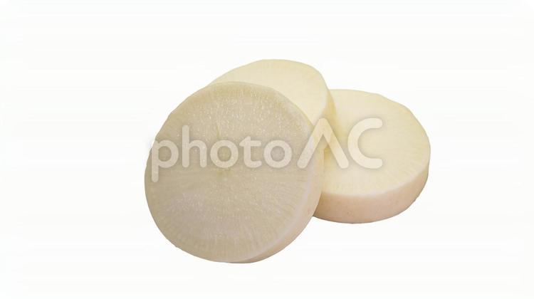 カットされた大根の断面　輪切り 大根,根菜,野菜の写真素材