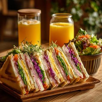 日本のカフェ風サンドランチの写真