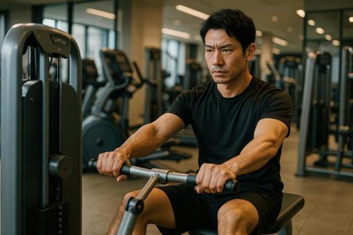マシンで運動する男性の写真