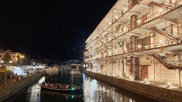 小樽夜市３ 運河,小樽,夜市の写真素材