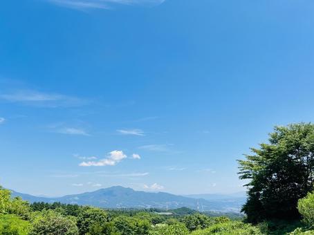 青空と山並みの美しいパノラマ風景 青空と山並みの美しいパノラマ風景 パノラマ,風景,景色の写真素材