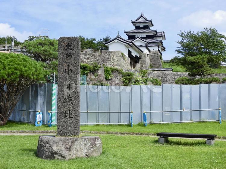 白河小峰城三重櫓と史跡石標2 白河小峰城,小峰城,白河市の写真素材