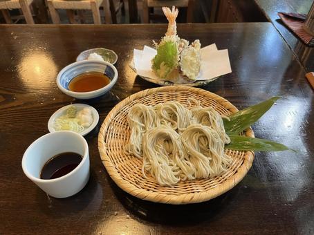 戸隠そば 戸隠そば 戸隠,天ざる,蕎麦の写真素材
