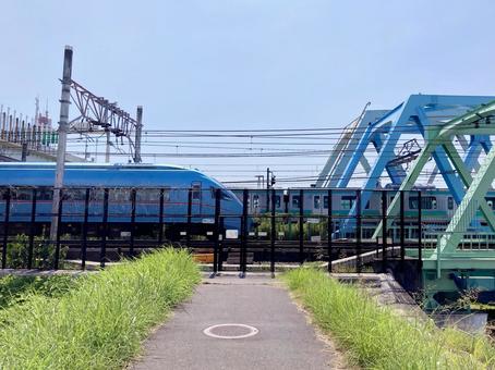 ロマンスカー ロマンスカー ロマンスカー,青いロマンスカー,mse60000形の写真素材