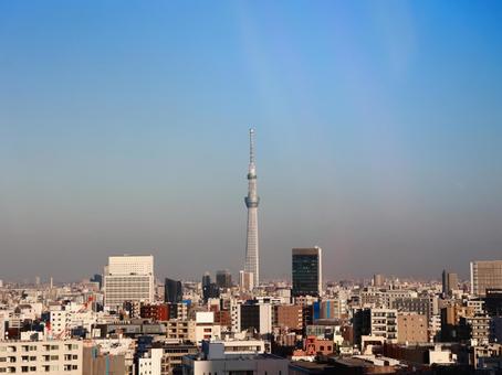 東京の街 風景,夕焼け,街並みの写真素材
