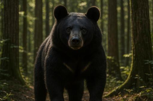 カメラを睨むツキノワグマ カメラを睨むツキノワグマの写真