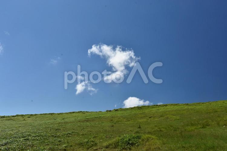 美ヶ原高原　青い空と白い雲 風景,自然,空の写真素材