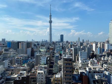 錦糸町から東京スカイツリーを眺める 錦糸町から東京スカイツリーを眺める 街並み,スカイツリー,東京の写真素材