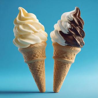 バニラとチョコレートのアイスクリームの写真
