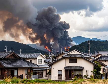火災が起こった住宅地 火災が起こった住宅地の写真