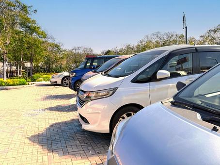 観光地の駐車場 自動車,車,乗用車の写真素材
