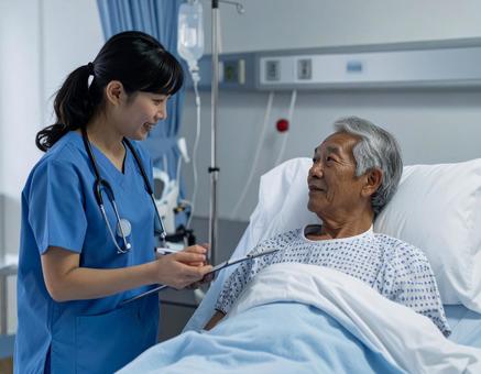 入院患者　診察の写真