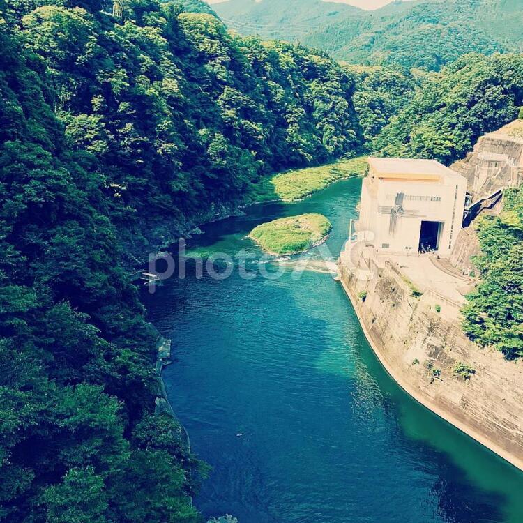 相模湖　放水口 ダム,相模湖,神奈川県の写真素材