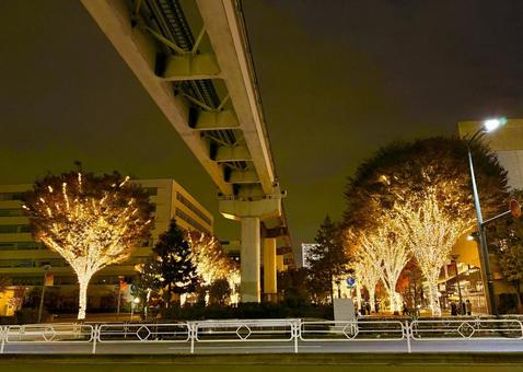 立川のイルミネーションと夜景 夜,夜景,ライトアップの写真素材