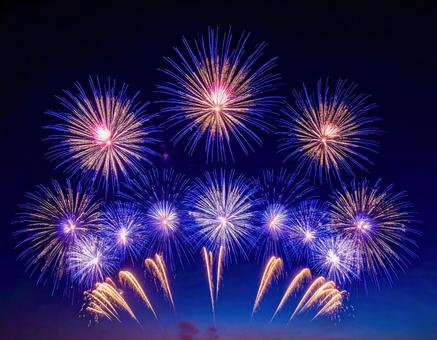 夏の夜空を彩る大輪の花火 夏の夜空を彩る大輪の花火の写真