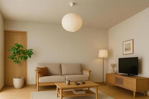 シンプルで明るいリビングの写真