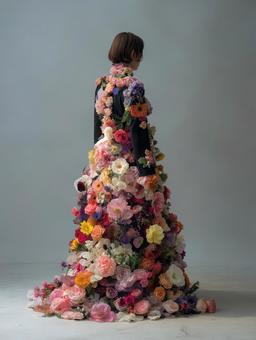 花のドレスと女性 花のドレスと女性の写真