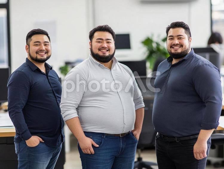 オーバーウェイトな３人のビジネスマン ビジネスマン,三人,大柄の写真素材