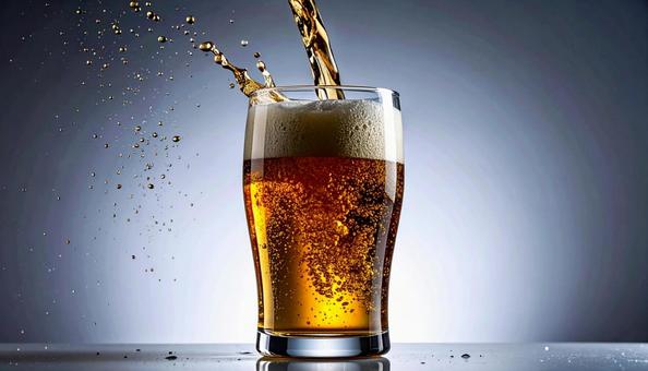 グラスに注がれるビール グラスに注がれるビールの写真