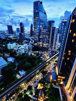 バンコクの町 タイ,バンコク,渋滞の写真素材