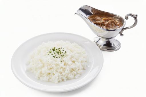 カレーポット(ルー入り)と白ごはん カレーポット(ルー入り)と白ごはん カレーライス,カレーポット,カレーの写真素材