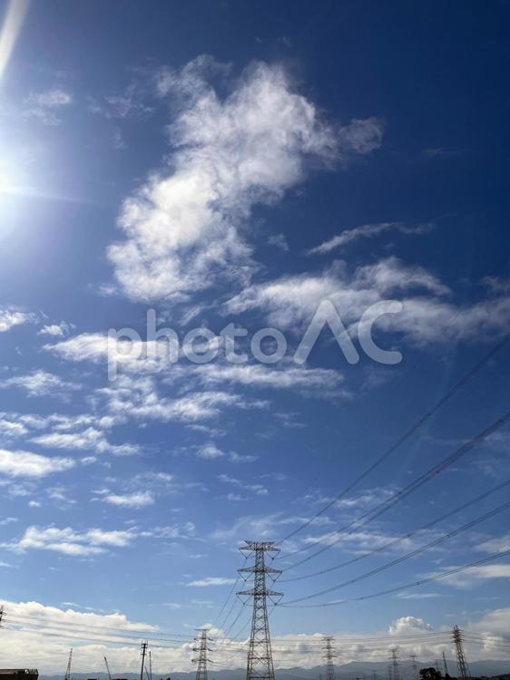 鉄塔がある風景 鉄塔,送電線,電線の写真素材