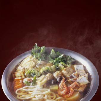 うどんすき うどんすき うどんすき,うどん,エビの写真素材