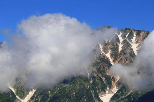 白い雲と青空の立山連峰 白い雲と青空の立山連峰の写真