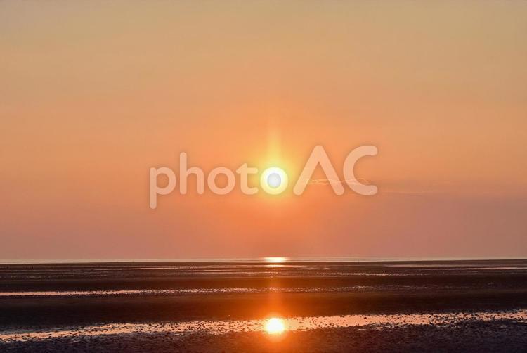宇部市の朝日 日の出,海,風景の写真素材